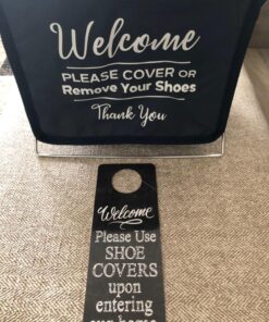 Foldable Shoe Cover Holder (Blue) with Bonus: Please Use Shoe Covers, Double Sided, Door Hanger Blue 30 81xJ0 RgigL