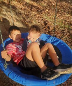 SUPER DEAL 40 Inch Blue Saucer Tree Swing Set for Kids Adults 800lb Weight Capacity Waterproof Flying Swing Seat Textilene Fabric with Adjustable Hanging Ropes for Outdoor Playground, Backyard 23 81xJxvUGqkL