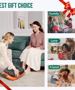 Snailax Vibration Foot Massager with Heat, App Control, Adjustable Vibration Electric Foot Massager Machine for Circulation, Plantar Fasciitis, Pain Relief, Remote Control Black and Orange 23 81xKObU1a3L