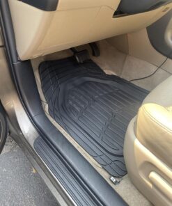 Motor Trend FlexTough Floor Mats for Cars, Black Deep Dish All-Weather Mats, Waterproof Trim-To Fit Automotive Floor Mats for Cars Trucks SUV, Universal Floor Liner Car Accessories Full Set 49 81xQXbgrIyL