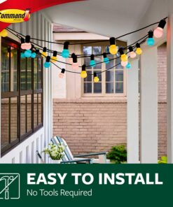 Command Outdoor Light Clips, Damage Free Hanging Light Clips with Adhesive Strips, Wall Clips for Hanging Outdoor Christmas Decorations, Lights and Cables, 20 Clear Clips and 24 Command Strips 20 Clips 28 81xQvNDUSML