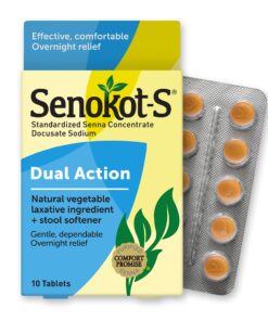 Senokot-S Dual Action 60 Tablets, Natural Vegetable Laxative Ingredient Plus Stool Softener Tablets, Gentle Dependable Overnight Relief Of Occasional Constipation White 60 Count (Pack of 1) 18 81xTj4Bz8tL