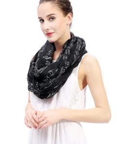 Musical Notes Print Infinity Scarf for Women, Lightweight for Spring Fall Winter Black 5 81xUhZhyIdL