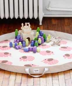 3 Sprouts Play Mat Bag – Large Portable Floor Activity Rug for Baby Storage - Elephant 11 81xVXsza62L