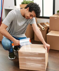 JARLINK 4 Pack Plastic Film Roll with Plastic Handles, 60 Gauge Thick, 5" x 1000ft Plastic Pallet Film, Industrial Strength Stretch up to 500% Stretch for Moving, Packing, Wrapping, and Shipping 26 81xZVtF1LFL