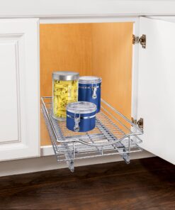 LYNK PROFESSIONAL® Pull Out Cabinet Organizer, 11"W x 18"D - Slide Out Drawers for Kitchen Cabinets - Sliding Pantry Shelves - Roll Out Shelf Storage for Pots, Pans - Lifetime Limited Warranty, Chrome 11" W x 18" D 11x18 Chrome 24 81xZsTCvShL