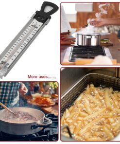 ThankMeet Stainless Steel Candy Thermometer with Clip & Hanging Ring Handle Jam/Jelly/Oil/Grease/Sugar/Syrup/Deep Frying Thermometer ClassicThermometer with Pot Clip Used for Cooking in Kitchen 12". stainless steel silver classic candy thermometer 13 81xc9EcbPL