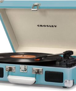 Crosley CR8005D-TU Cruiser Deluxe Vintage 3-Speed Bluetooth Suitcase Vinyl Record Player Turntable, Aqua 26 81xcXra THL