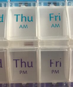 EZY DOSE Push Button (7-Day) Pill Case, Medicine Planner, Vitamin Organizer, 2 Times a Day AM/PM, Large Compartments, Arthritis Friendly, Clear Lids, Purple/Blue Blue and Purple (Clear Lids) 33 81xcYQ2KOFL