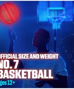 GlowCity Glow in The Dark Basketball for Teen Boy - Glowing Red Basket Ball, Light Up LED Toy for Night Ball Games - Sports Stuff & Gadgets for Kids Age 8 Years Old and Up Rubber (No Pump) 22 81xdgaYnZ4L