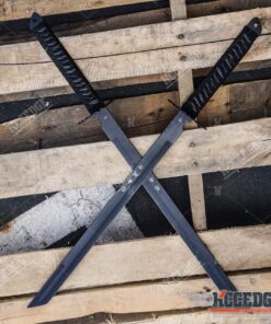 KCCEDGE BEST CUTLERY SOURCE 2PC Combo Full Tang 28in Tanto Ninja Katana Twin Sword Machete w/Nylon Sheath + Black Chinese Engraved on Blade Edition 25 81xk2nc6a3L