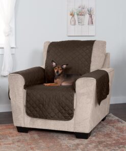 Furhaven Water-Resistant & Reversible Chair Cover Protector for Dogs, Cats, & Children - Two-Tone Pinsonic Quilted Living Room Furniture Cover - Espresso/Clay, Chair Reversible Two Tone Espresso & Clay 17 81xkEt02wOS 1