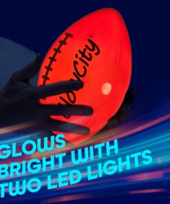 GlowCity Glow in The Dark Football - Light Up LED Ball - Perfect for Evening Play, Camping, and Beach Fun! Adult 10" 26 81xlVWG4EFL
