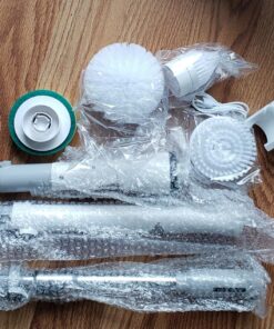 Electric Spin Scrubber, Cordless Power Brush Floor Scrubber with Adjustable Extension Arm and 4 Replaceable Bathroom Cleaning Brush Heads, Ideal for Tub, Tile, and Floor Cleaning White 41 81xm39JR0zL