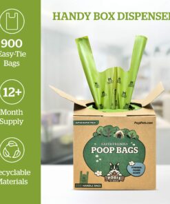 Pogi's Dog Poop Bags with Handles Bulk - 900 Doggy Poop Bags with Easy-Tie Handles - Leak-Proof, Ultra Thick, Scented Poop Bags for Dogs, Cat Poop Bags 900 Count (Pack of 1) 9 81xnlXNYoSL