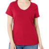 Hanes Women's Perfect-t V-neck T-shirt, Ring-spun Cotton Short Sleeve Tee for Women 1 Deep Red - 1 Pack Large 16 81xrxk861pL