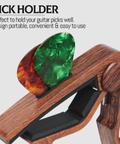 Capo Guitar Capo with Pick Holder for Acoustic and Electric Guitar, Ukelele, Bass, Banjo with Guitar Picks (rose wood) rose wood 28 81xt Mcwf9L