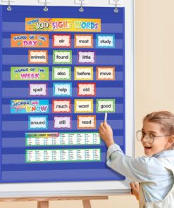 EAMAY Standard Pocket Charts, Clear 10 Pocket Chart for Teacher Lessons in a Classroom or Home Use – Fits Standard 3” Sentence Strips and Word Cards, Blue 16 81xwmswn1XL