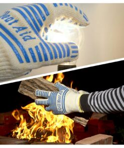 Heat Resistant Gloves, 932°F EN407 Certified. Thick but Light-Weight, Flexible for Oven and BBQ, 2 Blue Gloves, One Size 21 81xwvjaRuOL
