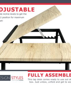 Black Folding Laptop Lap Desk - Wooden Work Table and Stand for Couch, Bed and Sofa Computer Use - Folding Legs, Adjustable Tilt - Use as Reading and Breakfast Tray - by Designstyles Black 20 81xyjEQ96cL