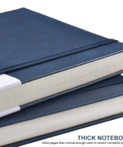 Thick Classic Notebook with Pen Loop - A5 College Ruled Hardcover Writing Notebook with Pocket + Page Dividers Gifts, Banded, Large, 180 Pages, 8.4 x 5.7 in blue 27 81xzcinQHyL