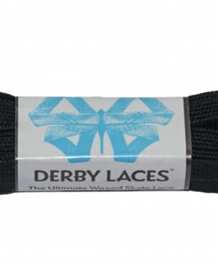 Derby Laces Solid Black - Flat, 10mm wide, for Boots, Skates, Roller Derby, and Hockey Skates 84 Inch / 213 cm