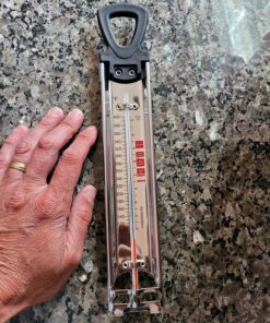 Candy Thermometer Deep Fry/Jam/Sugar/Syrup/Jelly Thermometer with Hanging Hook & Pot Clip Stainless Steel Cooking Thermometer Food Thermometer Quick Reference Temperature Guide,Red Candy Thermometer-Red 33 81y34WSIw3L