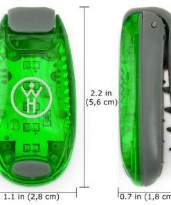 LED Safety Light 2 Pack - Nighttime Visibility for Runners, Cyclists, Walkers, Joggers, Kids, Dogs, Relays & More - Clip to Clothes Strap to Wrist, Ankle, Bike, Collar, or Just About Anywhere! Green 13 81y42A0OPFL
