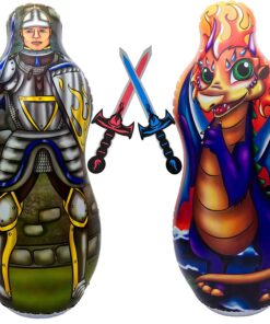 Inflatable Punching Bag for Kids with Foam Sword Set | 48" Double Sided Bop Bag for Boys, Girls and Children | Knight & Dragon Theme Imaginative and Sports Toys 21 81y4SIna4GL