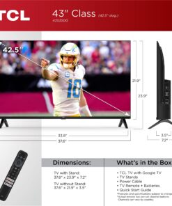 Alternative view of TCL 43-Inch Class S3 1080p LED Smart TV with Google TV (43S350G, 2023 Model), Google Assistant Built-in with Voice Remote, Compatible with Alexa, Streaming FHD Television,Black 43 inches