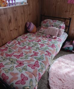 Amazon Basics Kid's Easy Care Microfiber Bed-in-a-Bag 5-Piece Bedding Set, Twin, Butterfly Friends 17 81y5yvN5TWL