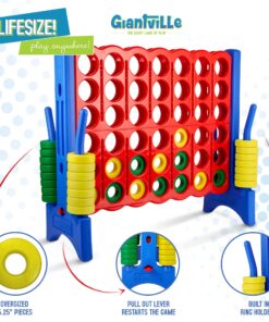 Giantville Giant 4 in a Row Connect Game + Storage Carry Bag - 4" Wide X 3.5" Tall - Oversized Jumbo Sized Entertainment for Outdoor/Indoor Play for Kids & Adults - Durable Waterproof - 2022 Version Game + Bag 12 81y7Kd0FWIL