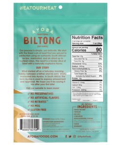 Ayoba Traditional Grass Fed Beef Biltong Slices (4 Ounce, Pack of 1) Keto Friendly Air-Dried Grass Fed Beef Paleo Snacks - Gluten Free, Whole 30 Approved, No Sugar, No Carb Meat Snacks 4.00 Ounce (Pack of 1) 16 81y8uevHAXS