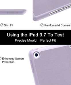 Soke iPad 6th/5th Generation Case with Pencil Holder, Smart iPad 9.7 inch Cases Trifold Stand with Shockproof Soft TPU Back Cover and Auto Sleep/Wake Function for Apple iPad 2018/2017, Violet 52 81y8wZHJtL
