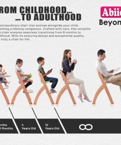 Abiie Beyond Junior Wooden High Chair with Tray. The Perfect Adjustable Baby Highchair Solution for Your Babies and Toddlers or as a Dining Chair. 6 Months up to 250 Lb. Natural Wood/Black Cushion 1 Count (Pack of 1) Natural Wood - Black Cushion 21 81y9BwWYhNL