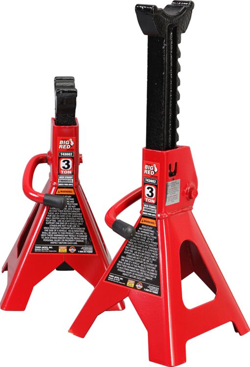 BIG RED T43202 Torin Heavy Duty Steel Jack Stands: 3 Ton (6,000 lb) Capacity Car Lifting Stand,1 Pair (Not Suitable for SUV,Truck) 1 Pair 2 count (pack of 1)