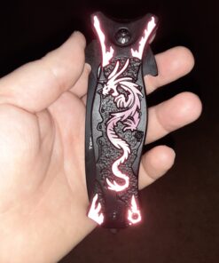 TAC Force TF-707 Series Assisted Opening Folding Knife, Black Half-Serrated Blade, Dragon Handle, 4-1/2-Inch Closed Red 28 81yBt31ZcvL