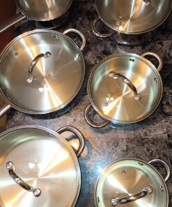 Cook N Home Kitchen Cookware Sets, 12-Piece Basic Stainless Steel Pots and Pans, Silver Stainless Steel Handle 57 81yBus5yDrL