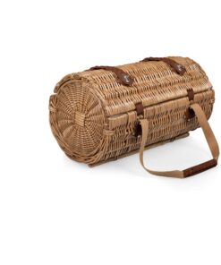 PICNIC TIME - Verona Wine & Cheese Picnic Basket - Wicker Wine Tote - Wine Basket with Picnic Set, (Adeline Collection - Deep Purple with Coral Pattern) Adeline Collection 27 81yCU7QM TL