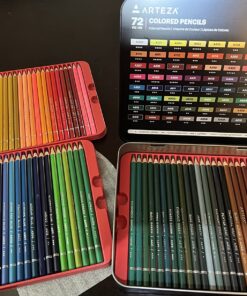ARTEZA Colored Pencils for Adult Coloring, 72 Drawing Pencils with Soft Wax-Based Cores, Professional Art Supplies, Vibrant Pencil Set in Tin for Beginners and Pro Artists 72 Count (Pack of 1) 41 81yDqbstgRL