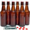 Otis Classic Swing Lid Glass Bottles with Lids Flip Stoppers for Second Fermentation Kombucha Water Kefir Brewing Beer Set of 6 16 oz Amber Amber - Plastic Lids