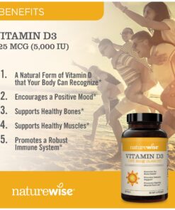 NatureWise Vitamin D3 5000iu (125 mcg) 1 Year Supply for Healthy Muscle Function, and Immune Support, Non-GMO, Gluten Free in Cold-Pressed Olive Oil, Packaging Vary ( Mini Softgel), 360 Count 360 Count (Pack of 1) 20 81yFrsts9HL
