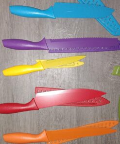 Amazon Basics Color-Coded Kitchen 12-Piece Knife Set, 6 Knives with 6 Blade Guards, Multicolor, 13.88 x 4.13 x 1.38 inch 29 81yFzm9nPCL