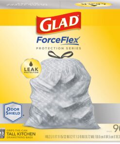 Glad Tall Kitchen Protection Series Drawstring Trash Bags -13 Gallon Grey Trash Bag - 90 Count 90 Count (Pack of 1) 45 81yGNZlUC8L