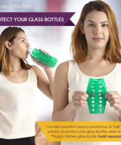 Pratico Kitchen Glass Bottle Silicone Sleeves for Epica, Aquasana, Estilo and Similar Style Bottles, 2 Pack, Green 2 Pack - Green 16 81yGOUnJo L