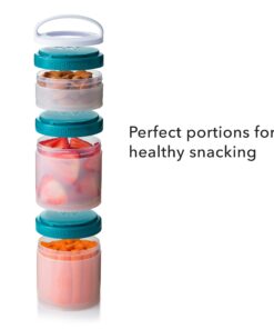 Alternative view of Whiskware Stackable Snack Containers for Kids and Toddlers, 3 Stackable Snack Cups for School and Travel, White and Grey