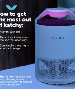 Katchy Indoor Insect Trap - Catcher & Killer for Mosquitos, Gnats, Moths, Fruit Flies - Non-Zapper Traps for Inside Your Home - Catch Insects Indoors with Suction, Bug Light & Sticky Glue (White) Original White 27 81yHOB1zjUL 1