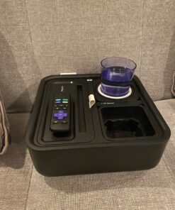 CouchConsole Original Tray - Drinks & Snacks Sofa Caddy with Armrest, Table with Phone Stand- TV Remote Control Storage and Organizer - for Living Rooms, RV, and Cars, Black/Gray Black and Gray 34 81yIWjJuX8L