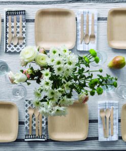 Bambu, Disposable, Biodegradable and Compostable Bamboo Plates. Square 9 Inch, Great For Parties, Wedding, Events and Picnics or any occasion. 9", Pack of 25 9 Inches, Pack of 25 5 81yJ8cffn L