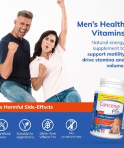 Conceive Plus Fertility Supplements for Men, Male Fertility Booster Prenatal – Optimal Sperm Count & Motility - Maca, L-Arginine, Zinc, Folate Folic Acid & Magnesium – 60 Vegetarian Soft Blue Capsules 28 81yJQlb wLL 1